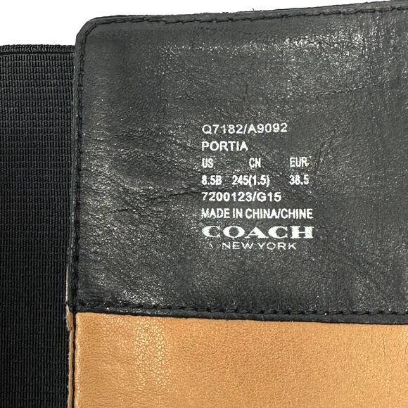 Coach Portia Black Riding Boot Size 8.5B Leather Stretchy Shaft Knee-High Heeled - Picture 6 of 15